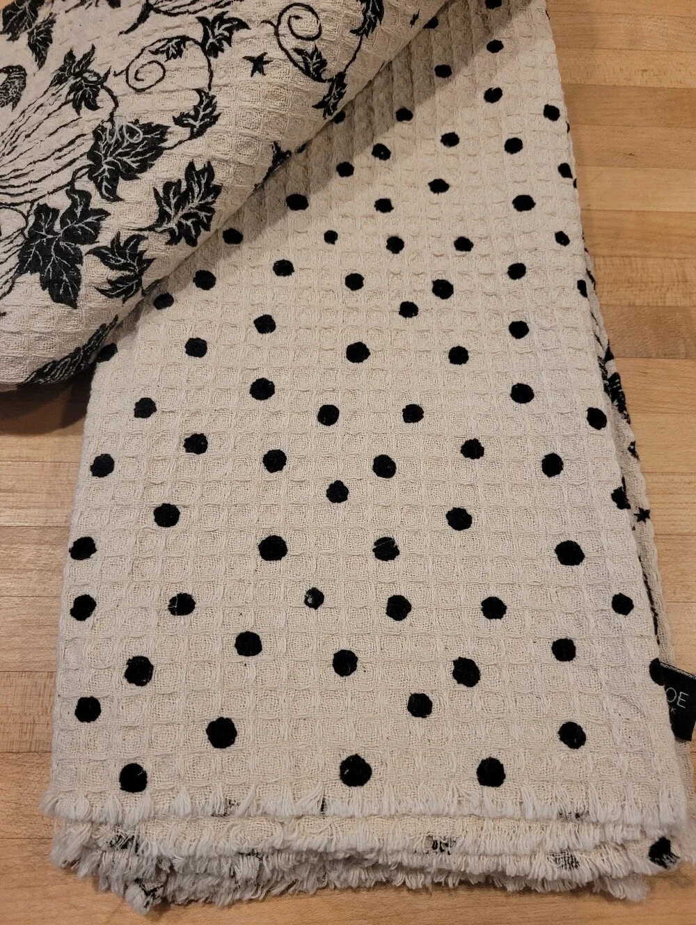 Rachel Zoe Cream and Black Halloween Pumpkin & Cat Kitchen Towel Set